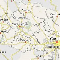 Mapa de Municipio Ponta Grossa en Paraná, Brasil.