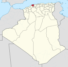 Mapa de Argelia, resaltada la provincia de Chlef.