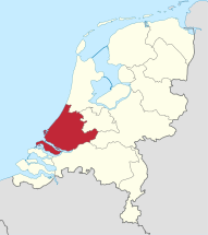 Vista de Holanda Meridional en color rojo