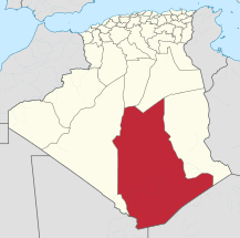 Mapa de Argelia, resaltada la provincia de Tamanghasset.