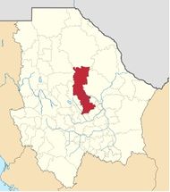La ciudad de Chihuahua se encuentra en el sureste del municipio de Chihuahua (en rojo) dentro del estado de Chihuahua (en amarillo).