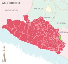 Mapa de Alcozauca de Guerrero.
