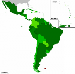 Mapa de la región de América Latina y el Caribe