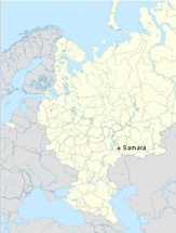 Localización de Samara en Rusia europea