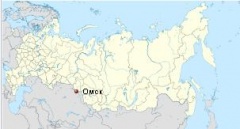 Localización de Omsk en Rusia europea