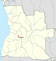 Localización de la ciudad de Huambo en Angola