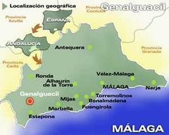 Localización de Genalguacil en la provincia de Málaga.