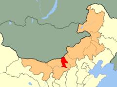 Ubicación de la ciudad de Baotou en el mapa