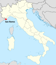 Ubicación de San Remo en Italia