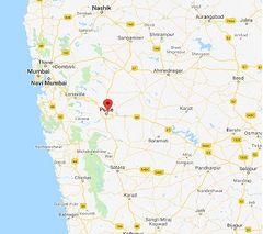 Localización de la ciudad de Pune en Maharashtra,India