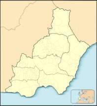 Mapa de la ubicación de Almería en la provincia española del mismo nombre.