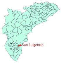Ubicación de San Fulgencio, en la provincia de Alicante, España