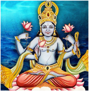 El dios hinduista (y vedico) Varuna sin su vehiculo (vajana), el monstruo Makara.gif