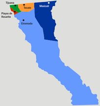 Mapa de Mexicali en el Estado de Baja California