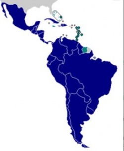 Mapa de la región de América Latina y el Caribe y países miembros del Grupo de Río