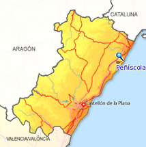 Ubicación del municipio de Peñíscola en la provincia de Castellón.