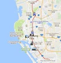 Ubicación en el mapa de la ciudad de Kaohsiung, en la costa de la isla de Taiwán